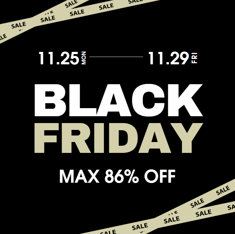 11月25日から29日まで開催!5日間の感謝セールMAX86%オフ!